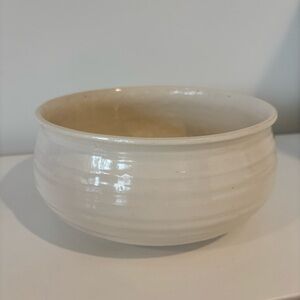 MCCOY BRUSH ceramic plant pot mid century cream ribbed pottery wide mouth USA